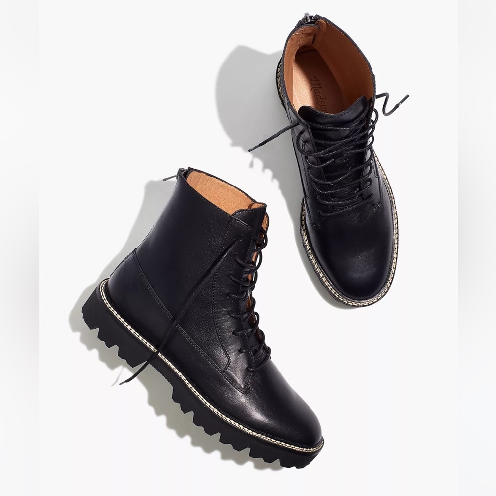 Madewell city wall lace up boot.